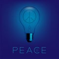 Peace icon Incandescent light switch off, Peaceful Pray and Stop war concept design illustration isolated on blue gradient