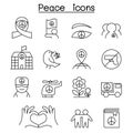 Peace icon set in thin line style