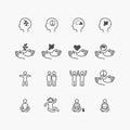 Peace icons flat line design vector Set. relax good think good life concept Royalty Free Stock Photo