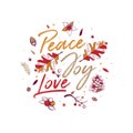 Peace, Joy, Love. Special Christmas Design Royalty Free Stock Photo