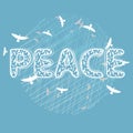 Peace lettering with birds