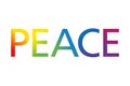 Rainbow colored PEACE letters, as a symbol for a peaceful society