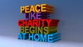 Peace like charity begins at home on blue