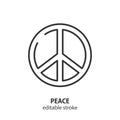 Peace line icon. Pacific vector sign. Stop war symbol. Editable stroke