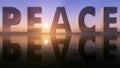 Peace Logo On The Epic Lake Sunset Horizon