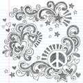 Peace and Love Back to School Sketchy Notebook Doodles Vector Illustration Royalty Free Stock Photo