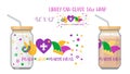 Peace, love, mardi gras. Printable Full wrap for libby glass can.