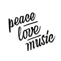 Peace, love, music. lettering by hand. Royalty Free Stock Photo