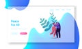 Peace, Love Relation, Togetherness Landing Page Template. Happy Loving or Friends Couple Hugging Royalty Free Stock Photo