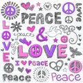 Peace & Love Sketchy Doodles Vector