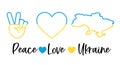 Peace Love Ukraine design Illustration in the colors of the Ukrainian flag Royalty Free Stock Photo