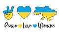 Peace Love Ukraine design Illustration in the colors of the Ukrainian flag Royalty Free Stock Photo