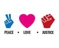 Peace, love, vote icon