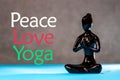 Peace Love Yoga Concept. Meditation Healthy Female Figurine In Peace, Soul And Mind Zen Balance Concept