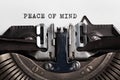 Peace of mind concept.typewriter with paper sheet Royalty Free Stock Photo