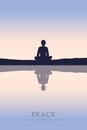 Peace of mind mediating person by the lake Royalty Free Stock Photo