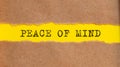 PEACE OF MIND written under torn paper Royalty Free Stock Photo
