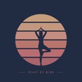 peace of mind yoga meditaion person at sunset graphic