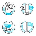 Peace outline blue icons love world freedom international free care hope symbols vector illustration Royalty Free Stock Photo