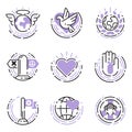 Peace outline thin line icons love world freedom international free care hope symbols vector illustration Royalty Free Stock Photo