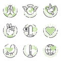 Peace outline thin line icons love world freedom international free care hope symbols vector illustration Royalty Free Stock Photo