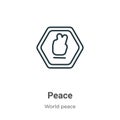 Peace outline vector icon. Thin line black peace icon, flat vector simple element illustration from editable world peace concept