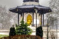 Peace Pagoda at Battersea Park on a Snowy Day