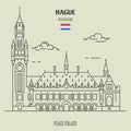 Peace Palace in Hague, Netherlands. Landmark icon