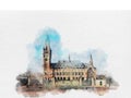 Peace Palace, Vredespaleis watercolor