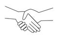 Peace with Shaking Human Hand as Symbol of Friendship and Harmony Outline Vector Illustration