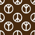 Peace sign drawn with a brush. Seamless pattern. Grunge ornament.