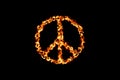 Peace sign fire texture