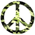 Peace sign flat icon with military pattern