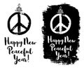 Peace sign grunge black white tee graffiti doodlie sketch dirty style symbol, brush stroke ink watercolor monochrome for Royalty Free Stock Photo