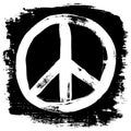 Peace sign grunge doodlie sketch dirty style symbol, brush stroke ink watercolor monochrome for t shirt design print posters Royalty Free Stock Photo