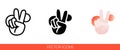 Peace sign hand with fingers on a background of red circles icon. Isolated vector sign symbol. Royalty Free Stock Photo