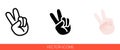 Peace sign hand with fingers icon of 3 types color, black and white, outline. Isolated vector sign symbol Royalty Free Stock Photo