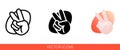 Peace sign hand with fingers on a red oval icon of 3 types color, black and white, outline. Isolated vector sign symbol Royalty Free Stock Photo