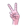 Peace sign hand gesture vector illustration Royalty Free Stock Photo