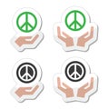 Peace sign with hands icons set Royalty Free Stock Photo