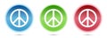 Peace sign icon glass round buttons set illustration Royalty Free Stock Photo