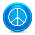 Peace sign icon glass shiny blue round button isolated design vector illustration Royalty Free Stock Photo