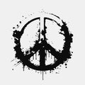 Peace sign, icon. Pacifist symbol. Paint splash. Vector illustration Royalty Free Stock Photo
