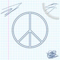 Peace sign line sketch icon isolated on white background. Hippie symbol of peace. Vector Illustration. Royalty Free Stock Photo