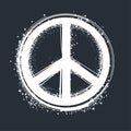 Peace sign. Pacifist hand drawn symbol in black and white colors