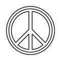 Peace sign round icon, outline style