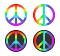 peace sign set, pacifism icons with circular rainbow gradient Royalty Free Stock Photo