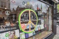 Peace sign on shop window