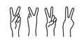 Peace sign. Victory sign. Hand gesture The V symbol of peace. Korean finger symbol for victory. Vector Royalty Free Stock Photo