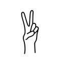 Peace sign. Victory sign. Hand gesture The V symbol of peace. Korean finger symbol for victory. Vector Royalty Free Stock Photo